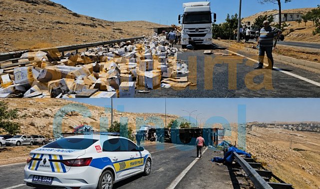 Şanlıurfa'da Sıvı Yağ Yüklü TIR Devrildi, Çevre Yolunda Uzun Araç Kuyruğu Oluştu
